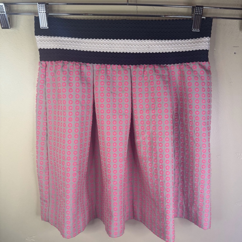Anthropologie Maeve Ballad Swing Skirt Pleated Embroidered Geometric Print Small